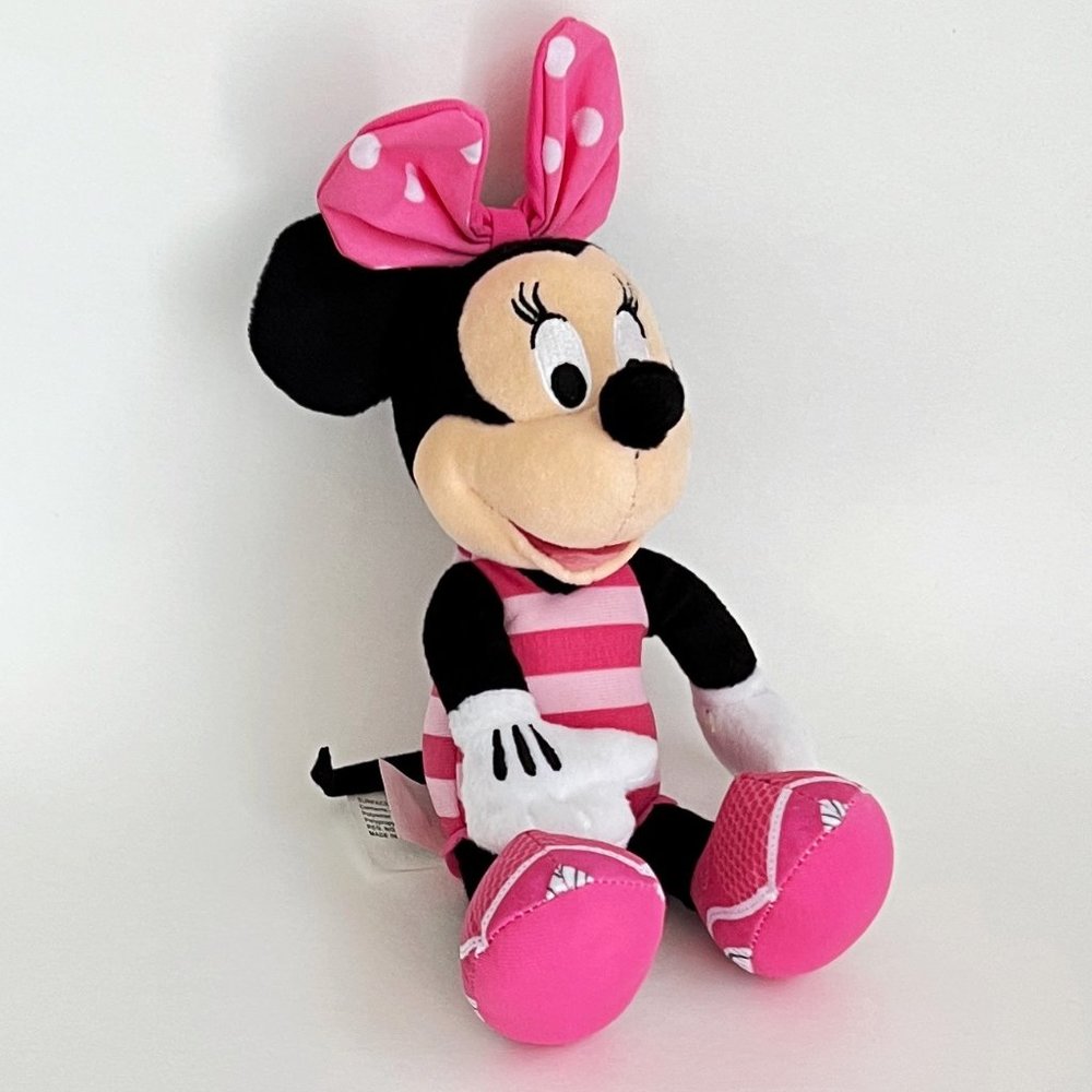 Disney Just Play Plush Minnie Mouse Jogger Pink Striped 9 in Stuffed Animal Toy